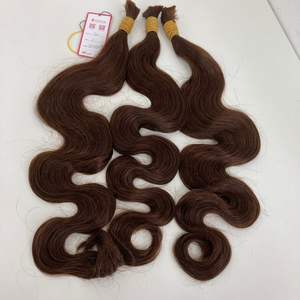 Extensiones de cabello humano virgen dibujado doble Cabello a granel alineado con cutícula natural ondulada agua marrón - Product Image 6