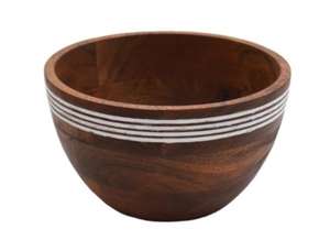 Ensaladera de diseño único directo de fábrica, cuenco para mezclar frutas de madera hecho a mano, precio al por mayor, cesta de frutas de madera con servidor - Product Image 3