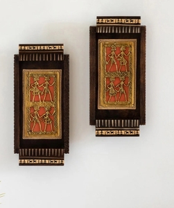 Tribal Dhokra <b>Art</b> Handcrafted Wall Decor Hanging In Mango Wood Handcarved Wood Wall Decor Design for Farmhouse and Country style - Product Image 5