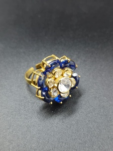 Gold Plated Adjustable Flower Cocktail <b>Ring</b> Wholesale | <b>Indian</b> Fashion Jewelry Supplier | Low MOQ | Handcrafted Statement <b>Ring</b> - Product Image 1