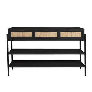 Mesa consola de ratán para sala de estar, dos cajones, mesa consola hecha a mano con cajones, producto a granel hecho a mano - Product Image 1