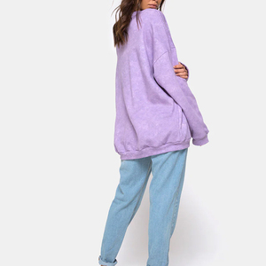 Sweat-shirt pour femme sur mesure, style 2025, décontracté, délavé à l'acide, pour l'hiver, avec logo sur le devant, prix de gros avec OEM - Product Image 4