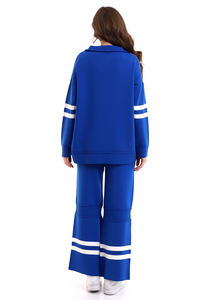 ชุดเสื้อถัก2ชิ้นมีซิปสำหรับผู้หญิงชุดสำนักงานเสื้อกันหนาวกางเกงขายาวลำลอง - Product Image 5