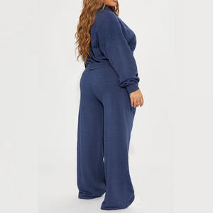 ชุดกีฬาผ้ายืดหยุ่นใส่สบายชุดวอร์ม2ชิ้นชุดกีฬาสำหรับผู้หญิงชุดวอร์มไซส์ใหญ่ - Product Image 4