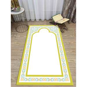 Tapis de prière islamique jaune : Tapis de prière élégant pour mosquée, tapis fin non tissé - Product Image 3