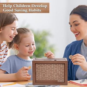 Chất Lượng Cao Bằng Gỗ Đồng Xu Con Heo Đất Ngân Hàng Trẻ Em Tiết Kiệm Thách Thức Hộp Với Thiết Kế Khắc MDF Vật Liệu Tiền Mặt Vault Cho Trẻ Em - Product Image 5