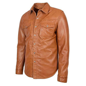 Chemise d'été en satin de cuir SALVA pour homme grande taille, respirante, tricotée, décontractée, à manches longues, boutonnée, col rabattu, avec poche poitrine - Product Image 4