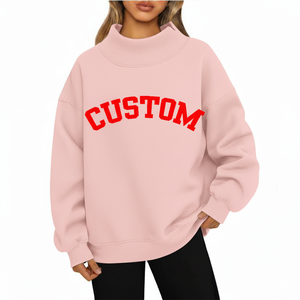 Sudadera de cuello alto de algodón con logotipo personalizado para mujer - Product Image 3