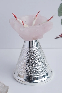 ที่ใส่เทียนทีไลท์ทองเหลืองหินธรรมชาติสีเงินสุดหรู - Product Image 4