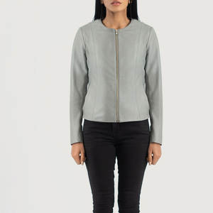 Meilleure vente Veste en cuir zippée à manches longues pour femmes Taille XL Tissu Imprimé Technique Conception de poche élégante Fourniture en gros - Product Image 1