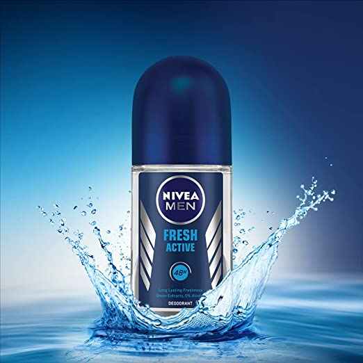 Nivea Fresh Active Anti-Perspirant Deodorant Roll on With Long Lasting Fragrance for Men 25 Ml & 50 Ml