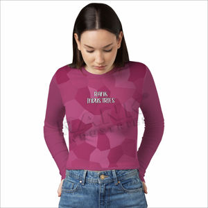 เสื้อยืดแขนยาวเข้ารูปสำหรับผู้หญิงพร้อมคอกลมแขนยาวมีสไตล์เสื้อยืดลำลองสำหรับทุกฤดูกาล - Product Image 1