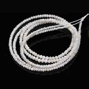 Cuentas de diamantes blancos Rondelle, hebra de diamantes sueltos para hacer joyas, collar, diamante facetado blanco Natural genuino - Product Image 4