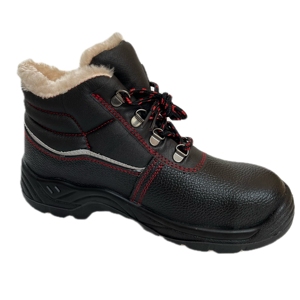 Chaussures de sécurité de travail S3 pour hommes et femmes avec doublure chaude et embout en acier Bottes de travail d'hiver Matériel supérieur en cuir fendu - Product Image 2