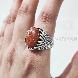 Bague pour homme en argent sterling 925, pierre de soleil naturelle, style ottoman vintage, toutes tailles, cadeau de Noël, vente en gros - Product Image 2