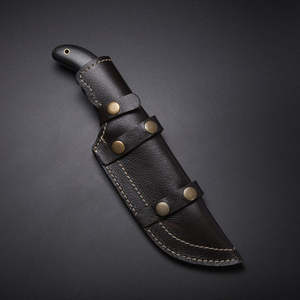 Cuchillo de Rastreador Damasco Hecho a Mano Personalizado con Funda de Cuero, Cuchillos de Rastreador de Hoja Fija de Acero al Carbono - Product Image 3