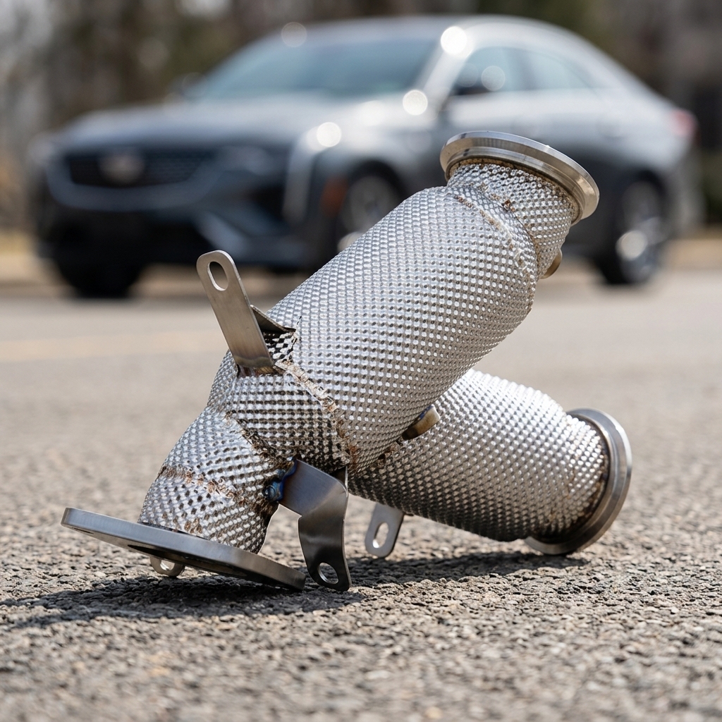 VantaFlow Stainless Steel Performance Straight Downpipe With Heat Shield for Cadillac CT4 LSY 2.0T Turbo 2020-2026