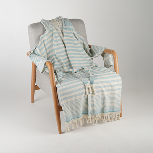 Albornoz unisex XL de algodón y lino tejido de secado rápido y transpirable sólido todo el año ropa de dormir Salón-hecho en Turquía ODM suministrado - Product Image 4
