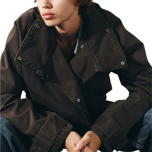 Veste en jean matelassée éco-responsable à manches longues pour femme, col montant, broderie, ceinture, motif à pois, pour vêtements d'extérieur printemps-hiver - Product Image 4