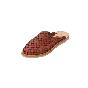 Mules en cuir tressé Shedron à semelle plate, sabots sans talon, chaussures décontractées à enfiler pour l'intérieur - Product Image 2
