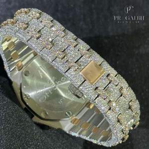 นาฬิกาเคลื่อนไหวอัตโนมัติ VVS Moissanite รอบ Hip Hop Bust Down สีเหลืองทองชุบของขวัญวันเกิดสุดหรูสำหรับเขา - Product Image 3