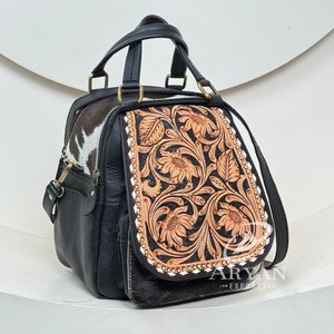 Mochila de cuero de vaca multifunción personalizada de gran capacidad 2025, mochila de viaje convertible elegante para mujer - Product Image 1