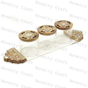 PLATEAU DE SERVICE EN BOIS DE MÈRE DE PERLE SOUS-VERRE PLATS ET ASSIETTES pour DÉCOR EID CADEAU DÉCORATION MAISON DÉCORATION DE MARIAGE PLATEAUX RAMADAN - Product Image 2