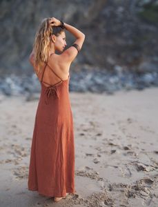 Mujeres Vintage bohemio ancho impreso Maxi multicolor Halter bordado técnicas transpirable ecológico para verano otoño - Product Image 4