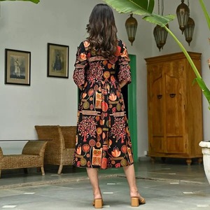 Handmade Indian Cotton Dress for Women Floral <b>Printed</b> Summer Sundress Comfortable for Club Parties As a Personalized Bride Gift - Product Image 2