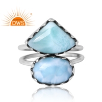 Meistverkaufter 925 Sterling Silber Natürlicher Larimar Edelstein Ring Maßgefertigter Schmuck für Frauen Geschenk für Sie Indischer Schmuckhersteller