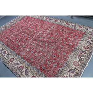 Tapis turc 6,9 x 10,2 pieds, tapis vintage surdimensionné, tapis en laine camouflage rouge - Product Image 4