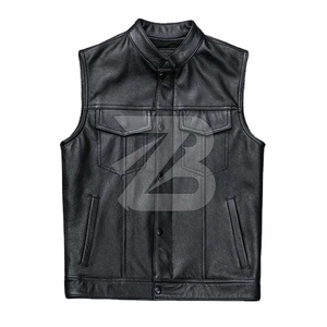 Gilets en simili cuir décontractés à fermeture éclair pour moto, automne-hiver, gilets réversibles imperméables pour hommes - Product Image 2