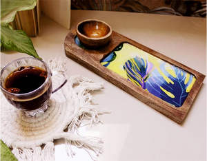 Plateau de service rectangulaire en bois artisanal de luxe Nature's - Personnalisable (logo/couleur/design) pour les fêtes - Product Image 2