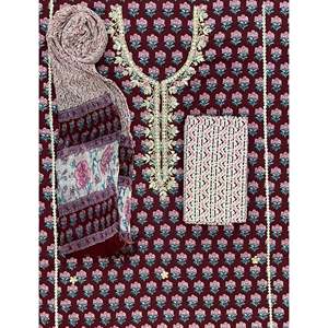 Traje Salwar Kameez de Algodón sin Coser con Estampado Digital, Vestido Étnico Indio Pesado para Verano con Cuello Decorado - Product Image 1