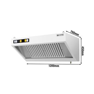 Hotte d'extraction murale commerciale - avec moteur - 1200 mm - Contrôleur de vitesse, filtres à déflecteurs et éclairage LED - Product Image 2