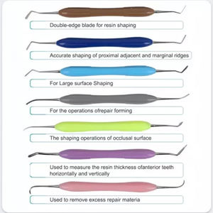 Kit de 7 Espátulas Estéticas de Acero Inoxidable para Resina Compuesta Dental al por Mayor, Juego de Relleno para Restauración Manual Odontológica - Product Image 4