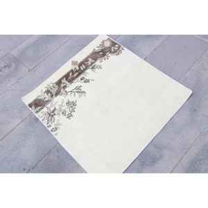 Tapis turc vintage, petit tapis de 2,8 x 2,7 pi (84 x 83 cm), tapis en laine blanc patchwork - Product Image 3