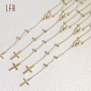 도매 종교 묵주 목걸이 18k 순금 성모 마리아 보석 십자가 목걸이 Au750 골드 18k 진짜 18k 진짜 금 보석 - Product Image 5