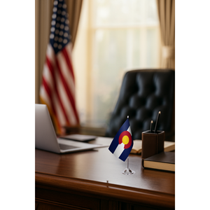 Drapeaux de bureau personnalisés pour les États du Colorado, 3x5 pieds, style fanion, impression numérique, logo d'entreprise arc-en-ciel disponible, coton, nylon, polyester - Product Image 1