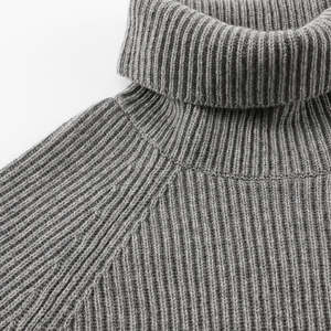 Mens <b>ribbed</b> turtleneck sweater solid color warm winter <b>knitted</b> pullover - Product Image 3