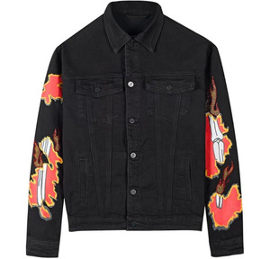 Chaqueta Acolchada de Mezclilla para Mujer, Teñida Lisa, Transpirable, Elegante, Moderna, con Piedras Blancas - Product Image 1