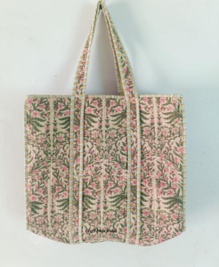 Bolso de mano de algodón acolchado Floral personalizado para mujer, almacenamiento cosido a la moda, artículos de tocador de viaje, regalo promocional - Product Image 6