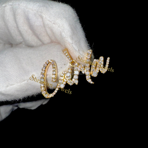 สร้อยคอจี้ตัวอักษรภาษาอังกฤษแบบคursive ชุบทองคำแท้ 10K สไตล์ฮิปฮอปสุดเทรนดี้ ประดับเพชรแท้ ของขวัญส่วนตัว - Product Image 1