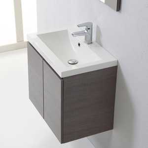 Miami 60cm Suspended Two-Door Bathroom <b>Cabinet</b> with <b>Grey</b> Finish - Product Image 3