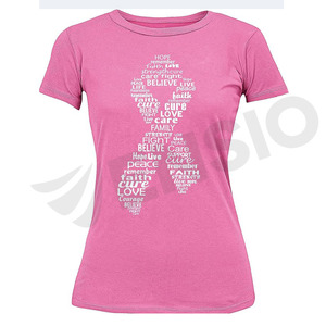 Personnalisé écologique 100% coton 180 grammes tricoté tissu sportif T-Shirts anti-boulochage motif imprimé décontracté cancer du sein - Product Image 1