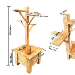Maceta de Madera Rústica Hecha a Mano, Buzón, Casa para Pájaros, Soporte de Exhibición para Jardín Exterior, Soporte para Macetas (Decoración No Incluida) - Product Image 2