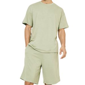 Conjuntos de Shorts Casuales de Verano para Hombre, Conjuntos de 2 Piezas, Camiseta de Manga Corta con Hombros Caídos y Shorts con Cordón para Hombre - Product Image 1