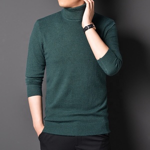 Otoño niño cuello alto manga larga cuerpo ajuste sólido hombre suéteres - Product Image 2