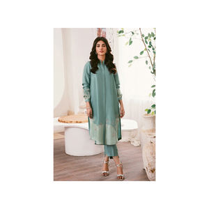 Nueva colección de Vestido camisero indio Shalwar Kameez pakistaní de Organza bordada para mujer, manga larga, seda para bodas y fiestas - Product Image 2
