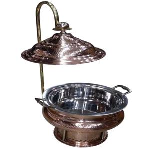 Antique Copper Hammered Round Chafing Dish With Stand Creative Steel Copper <b>Buffet</b> Food Warmer For Hotel Restaurant Events - Product Image 2